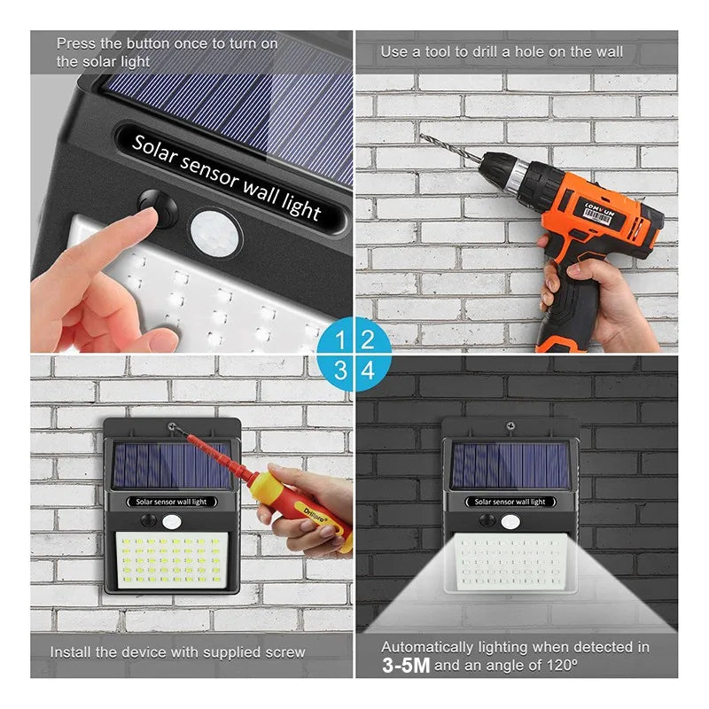 Solar LED Motion Sensor Wall Light – Outdoor Waterproof