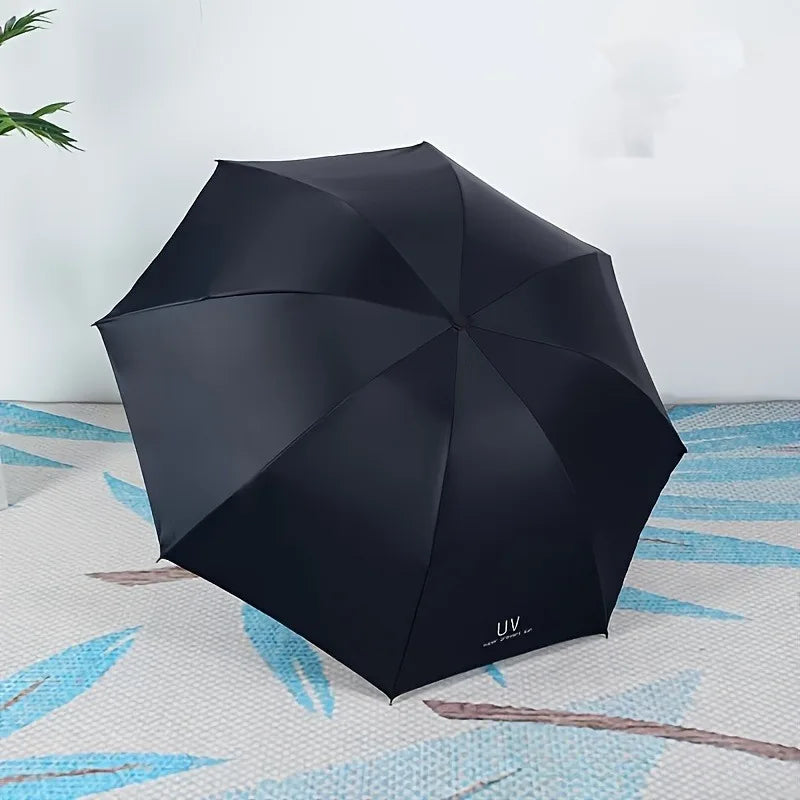 8-Rib Automatic High Quality Umbrella - One-Touch Open/Close, Compact Foldable Design for Men & Women, Navy & Black, Business &