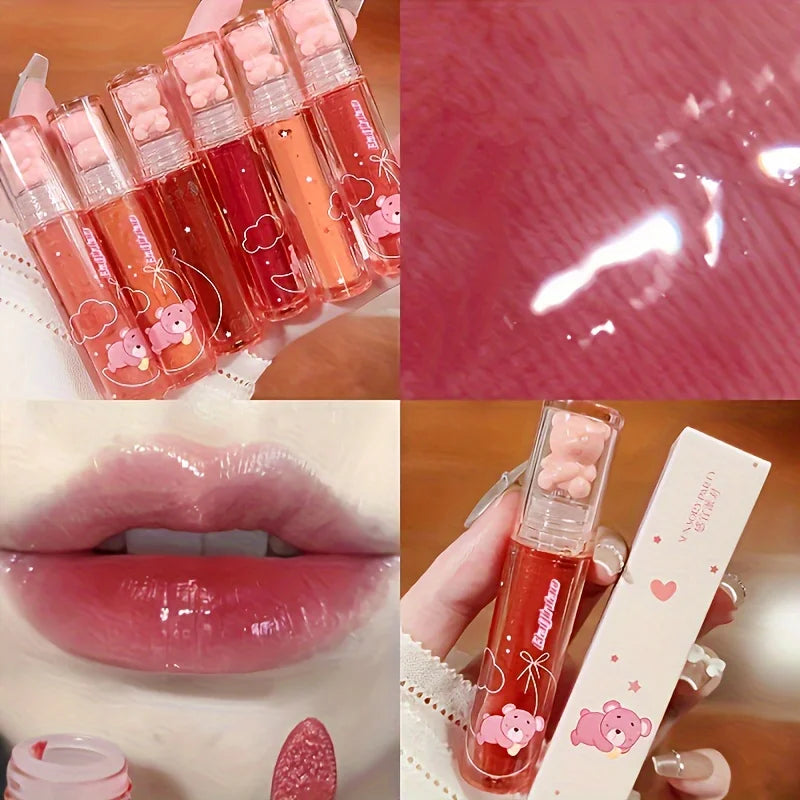 Cute Bear Mirror Gloss Lip Glaze – 6 Colors