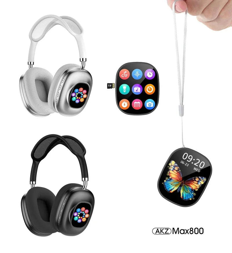 New 2-in-1 Wireless Bluetooth Headphones Detachable Smart Color Touchscreen Headset Portable Mini Speaker for Music Calls