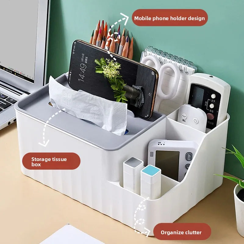 6-Section Desk Organizer with Tissue Holder