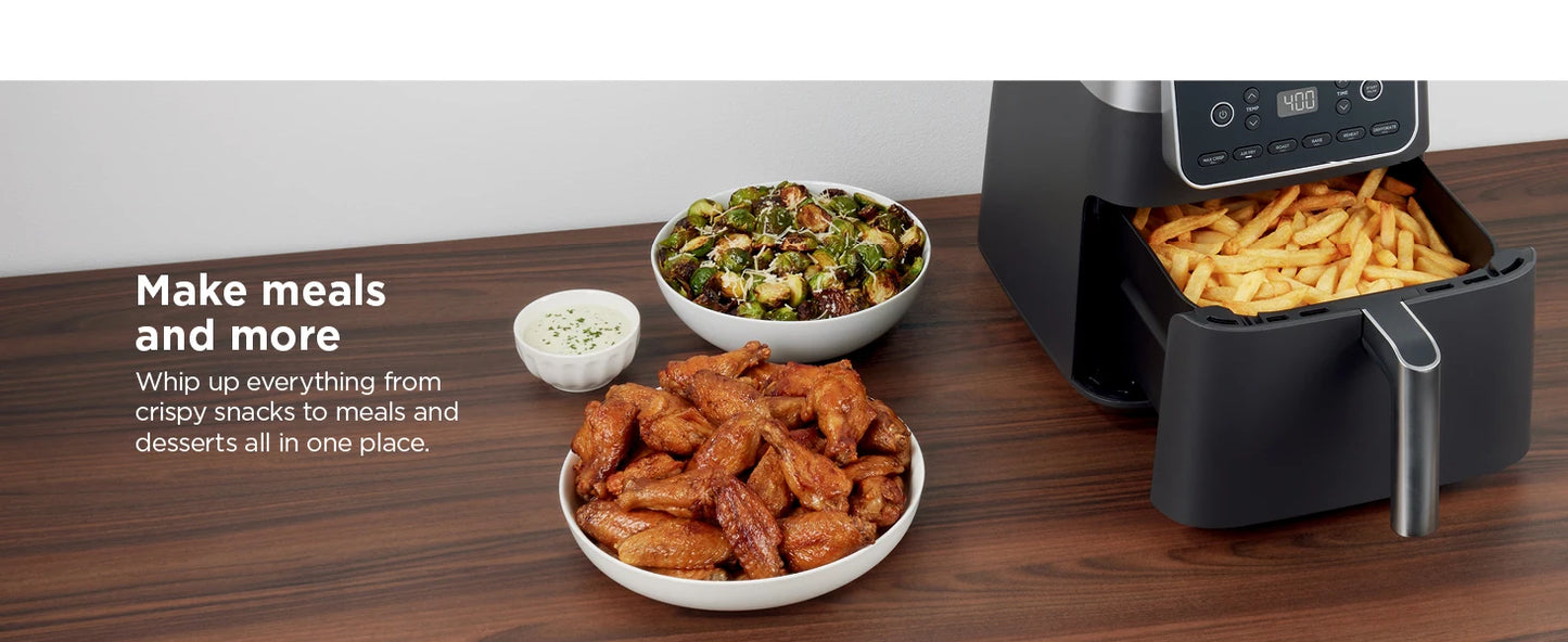 Ninja Air Fryer 6.5 QT Pro XL Capacity fits 9lbs of Wings  6-in-1 Max Crisp Reheat & Dehydrate Nonstick Basket Crisper Plate