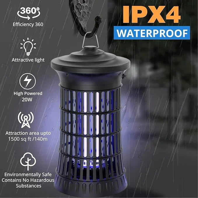 Senelux Mosquito Killer Lamp 4500V Fly Zapper 20W Insect Mosquito Trap with UV Light Bug Zapper 100m³ Coverage for Indoor Garden Outdoor-4