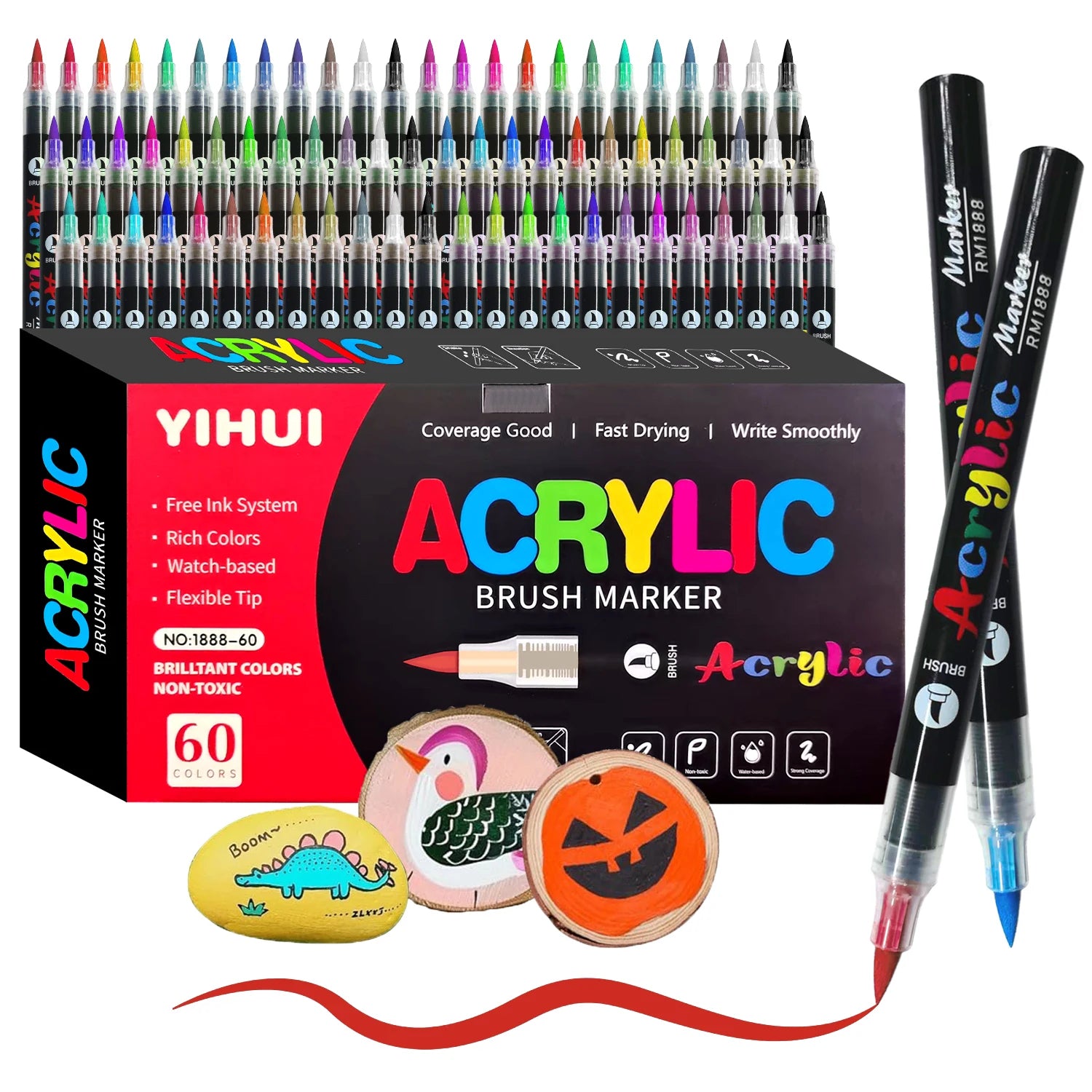 Acrylic Paint Pens – Brush Tip, 12-60 Colors, DIY Crafts