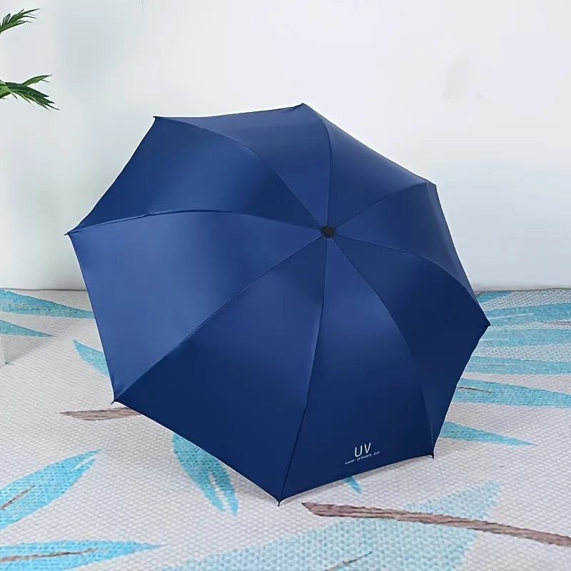 8-Rib Automatic High Quality Umbrella - One-Touch Open/Close, Compact Foldable Design for Men & Women, Navy & Black, Business &