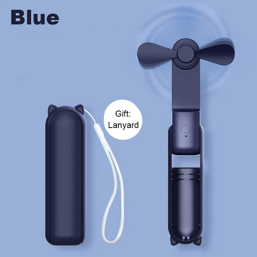 Portable Folding Mini Handheld Fan with Power Bank