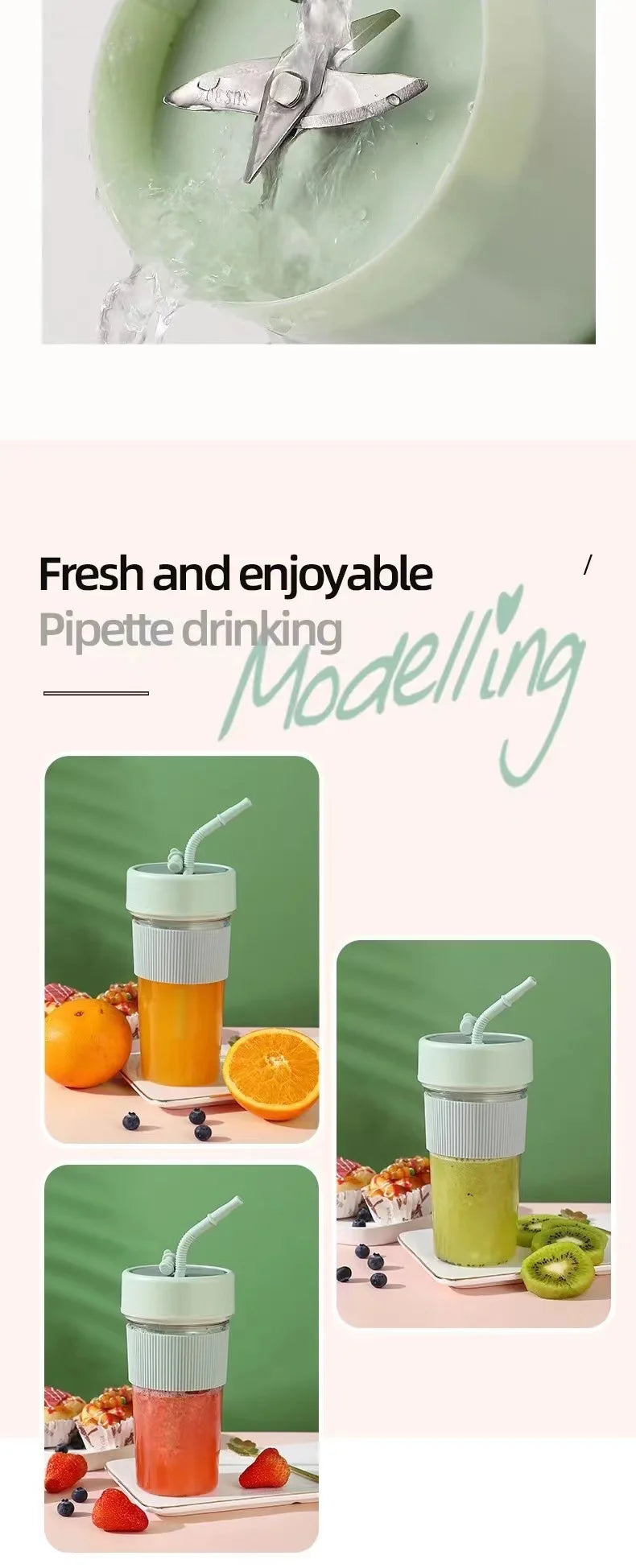 Portable Juicer Usb Rechargeable Wireless Mini Smoothie Blender Mixer Fruit Juice Maker Electric Juicer Machine Glass Cup