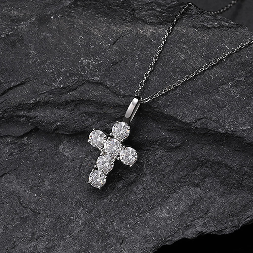 Serenity 3ct D Moissanite Cross Necklace Women Men Gift S925 Sterling Silver Jesus Pendant Necklace Chain Wedding Bridal Jewelry