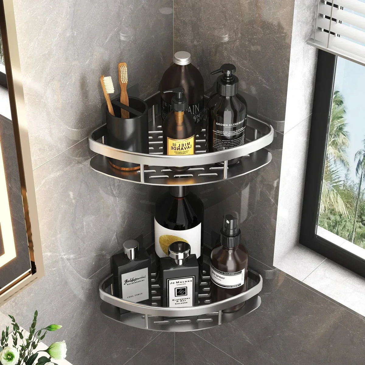 Aluminum No-Drill Shower Shelf