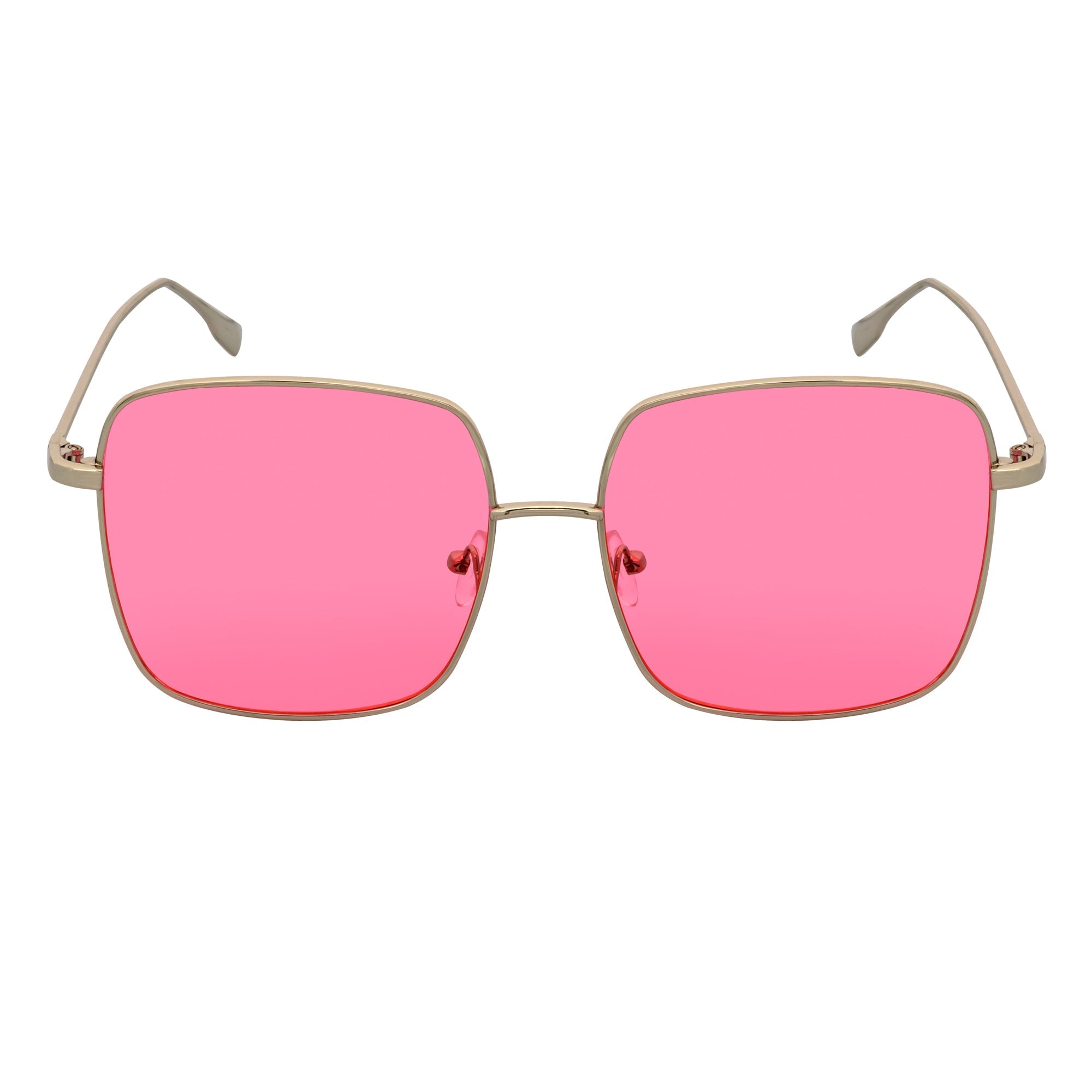 JOSEI - Oversize Metal Square Silver Sunglasses Pink