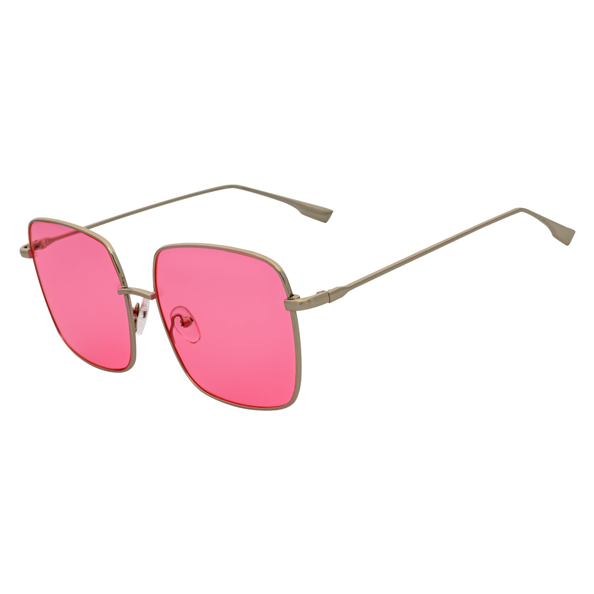JOSEI - Oversize Metal Square Silver Sunglasses Pink