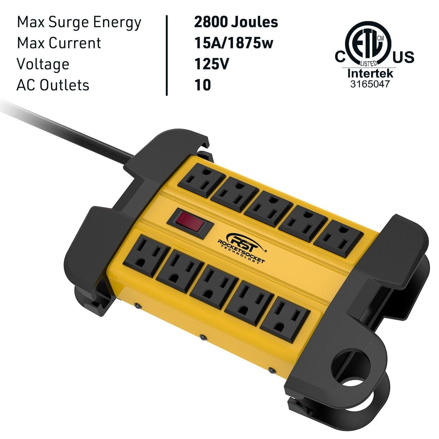 10-Outlet Heavy Duty Surge Protector Power Strip – 2800 Joules