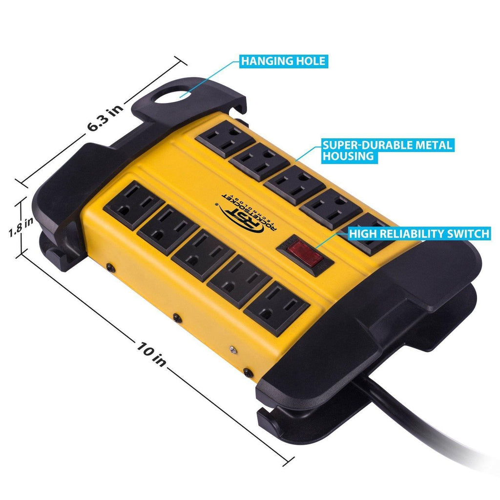 10-Outlet Heavy Duty Surge Protector Power Strip – 2800 Joules